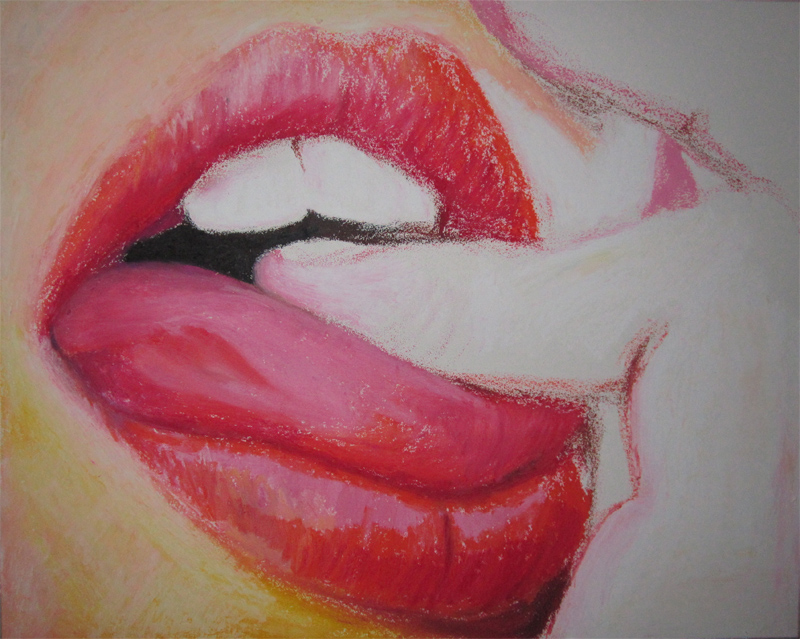 Oil Pastels Lips - Step Two